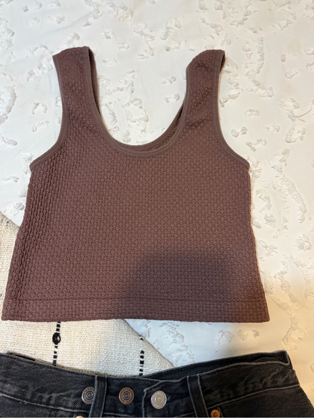 No Name Brand Tan Ribbed Tank Top